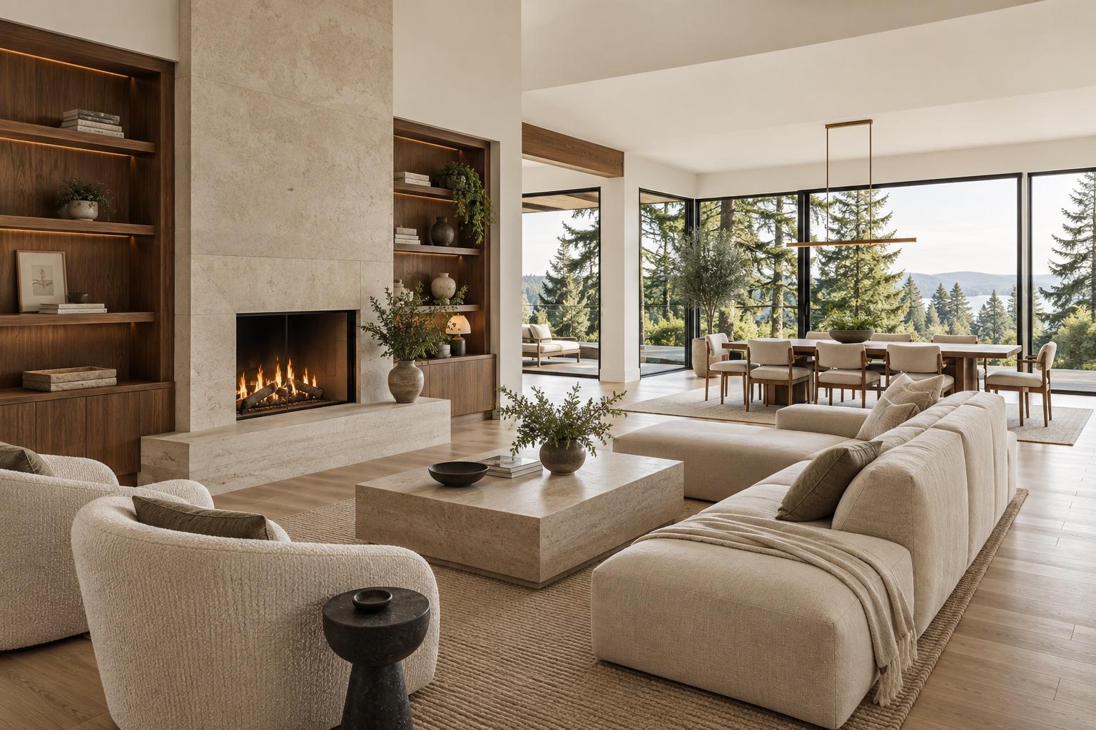 Remodeled living space with warm natural light